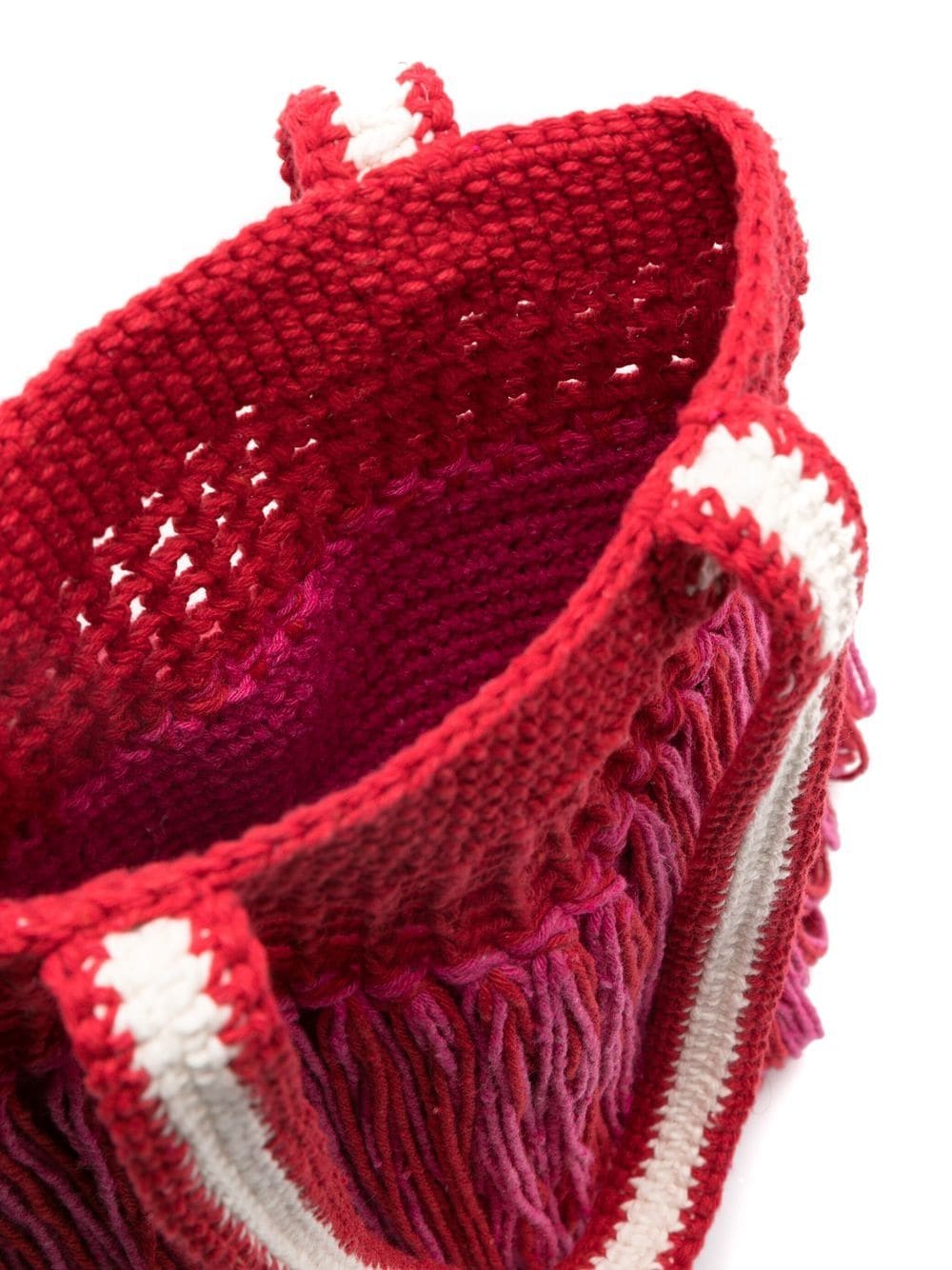 Shop Nannacay Felipa Fringe-detail Knitted Tote Bag In Pink