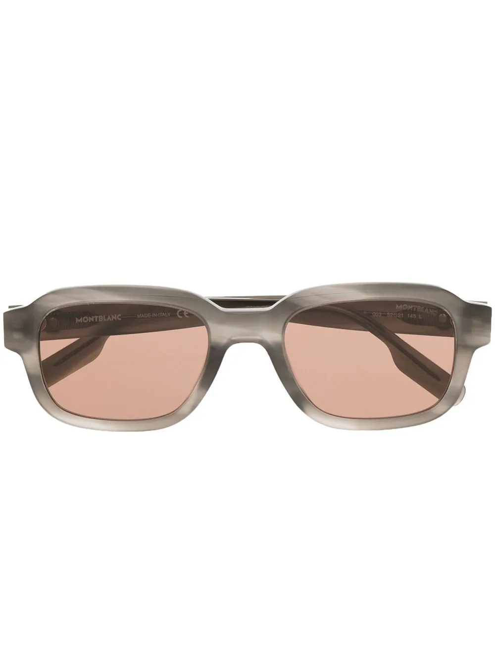 montblanc marble-effect square-frame sunglasses - brown