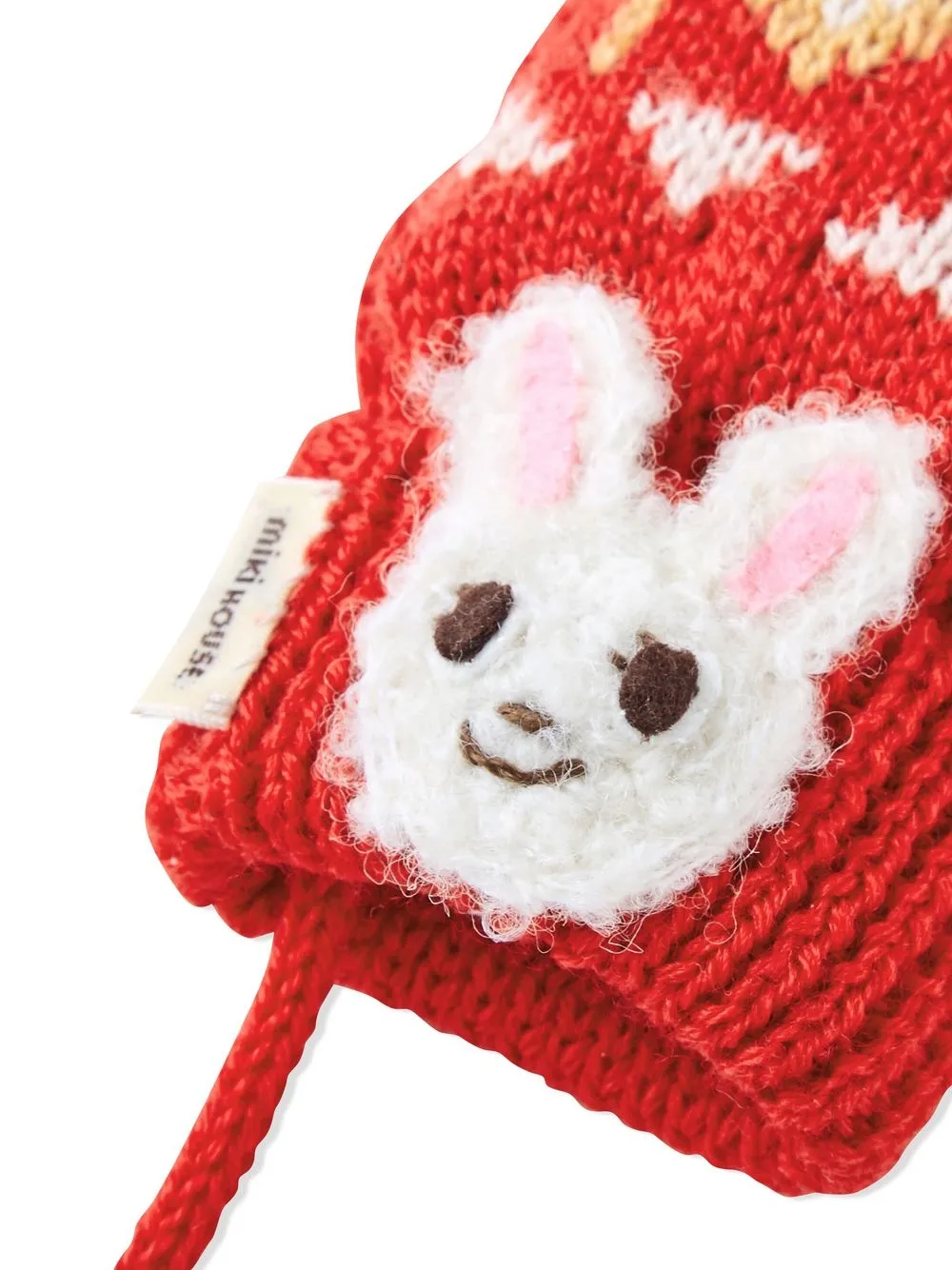 Miki House Babies' Bear-embroidered Mittens In Red