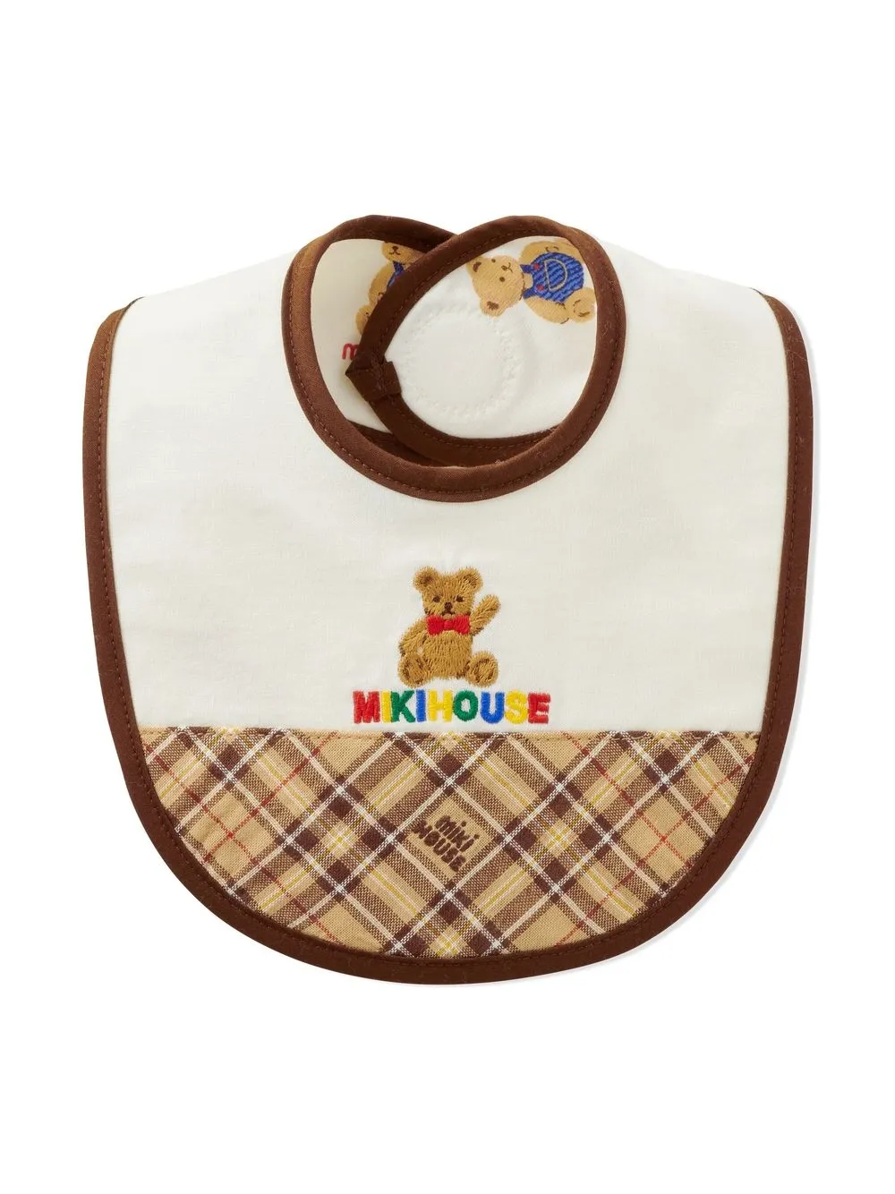 

Miki House teddy-print bib - White