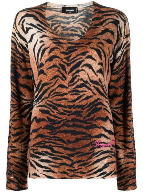 DSQUARED2 pull à imprimé léopard