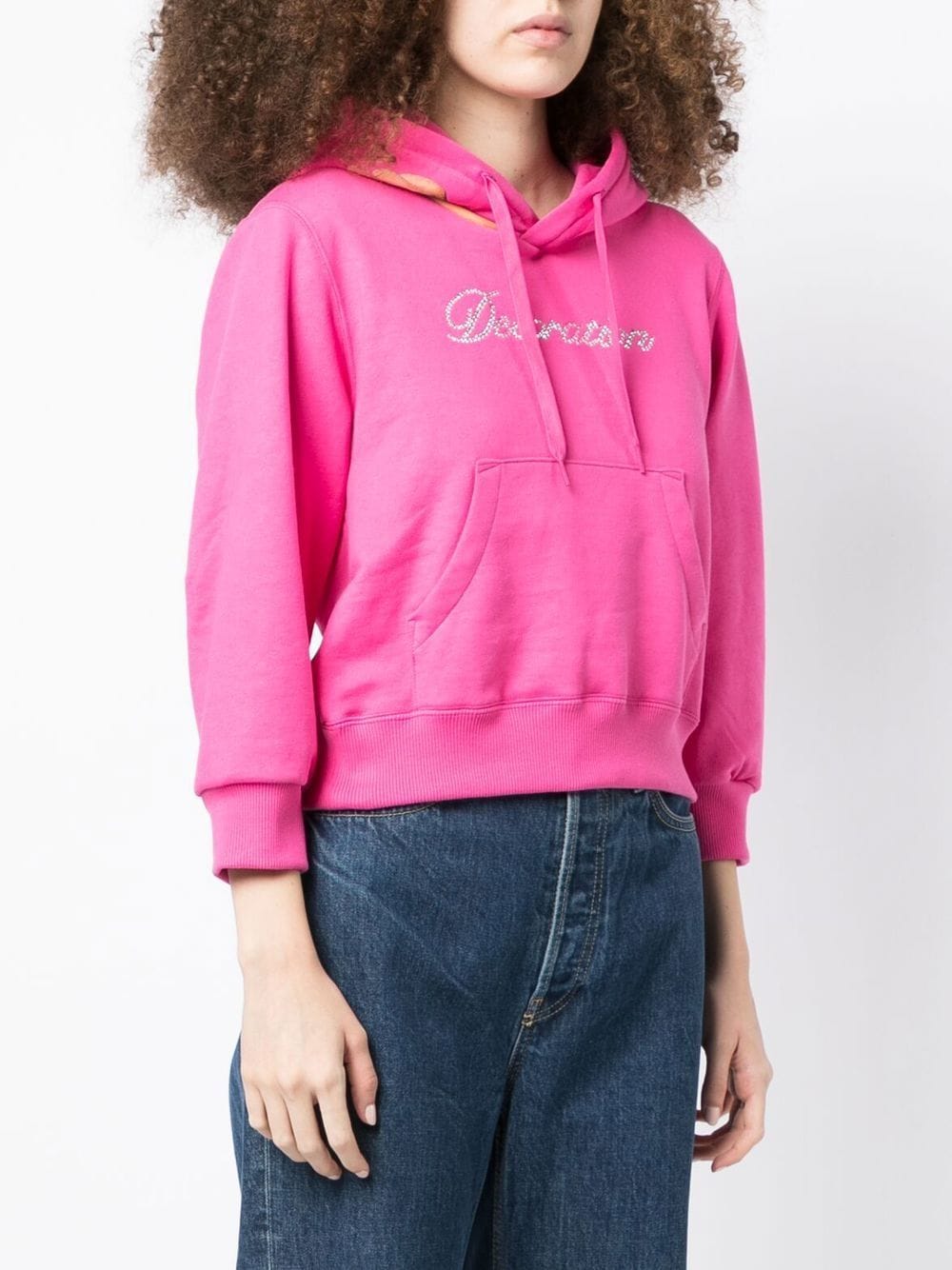 Shop Doublet Rhinestone-logo Detail Hoodie In Pink