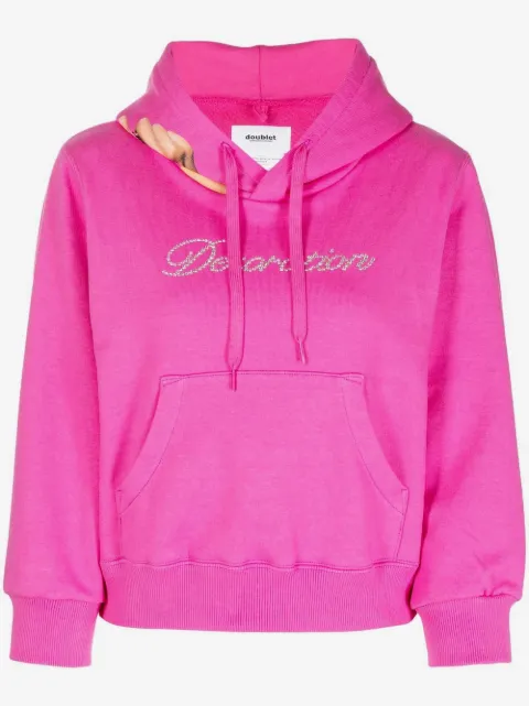 Doublet rhinestone-logo detail hoodie