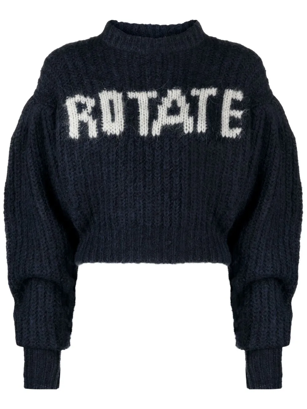 

ROTATE Adley intarsia-logo cropped jumper - Blue