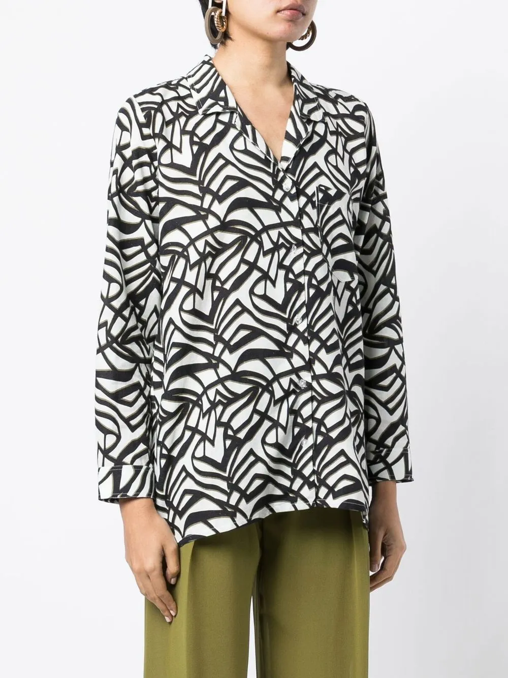  Bambah Hemd Mit Geometrischem Print   Schwarz 