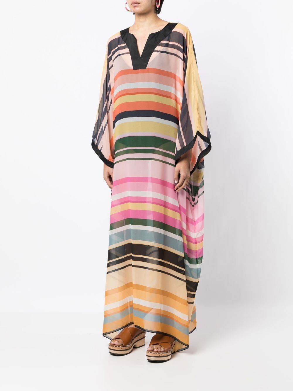 Shop Bambah Layla Striped Semi-sheer Dress In Multicolour