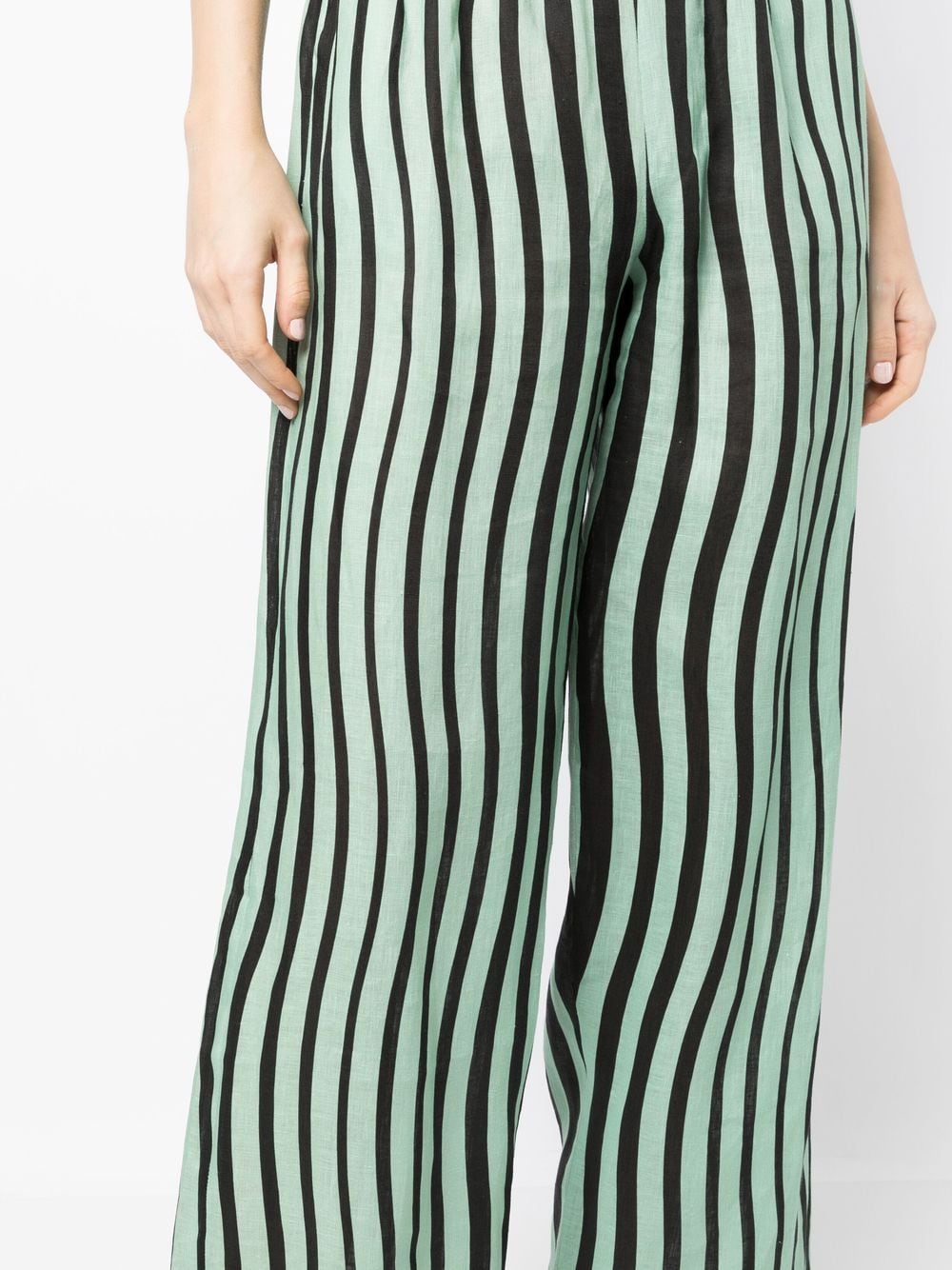 Shop Bambah Alya Striped Straight-leg Trousers In Green