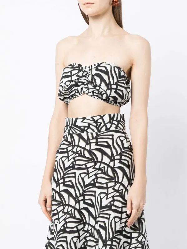 Bambah geometric-print Bandeau Top Black FARFETCH UK