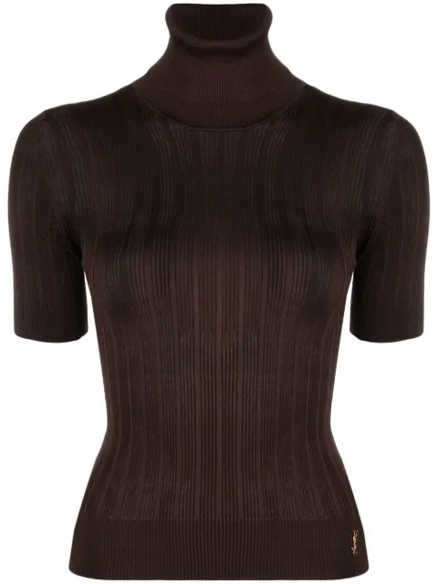 Saint Laurent top de canalé con cuello vuelto 