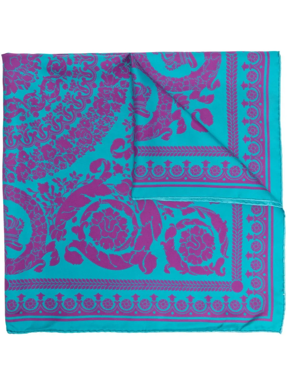 

Versace Barocco-Silhouette silk scarf - Blue