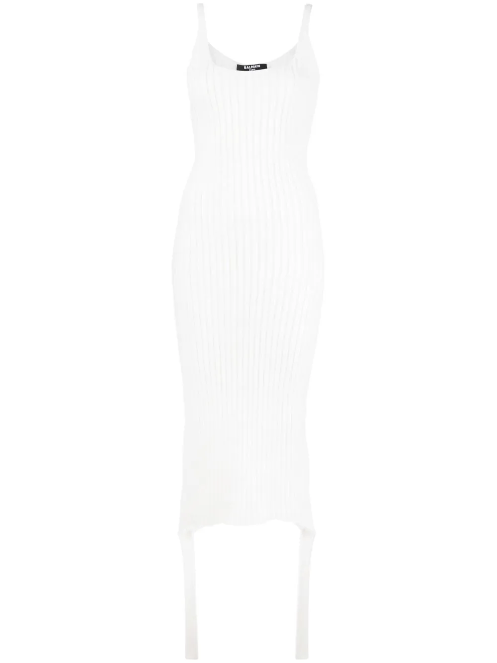 

Balmain vestido corto de canalé sin mangas - Blanco