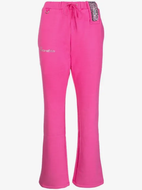 Doublet rhinestone-logo detail track pants