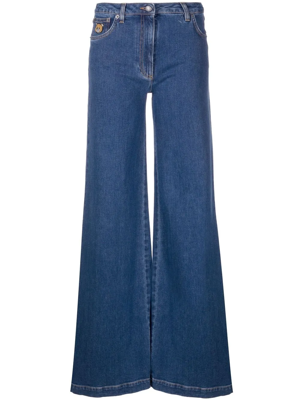 

Moschino jeans anchos con parche del logo - Azul