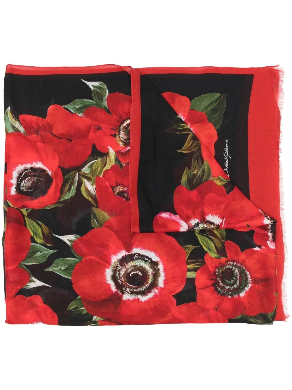 

Dolce & Gabbana mascada de cachemira con estampado floral - Negro