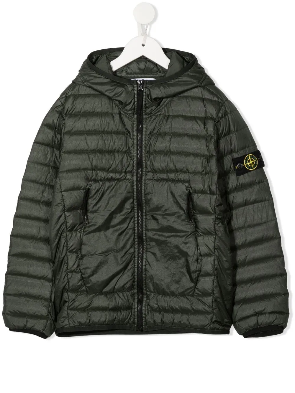 

Stone Island Junior chamarra capitonada con parche del logo - Verde