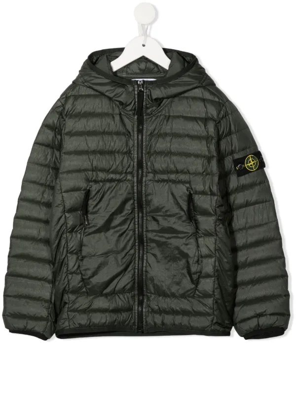 Stone Island Junior logo patch Hooded Puffer Jacket Farfetch