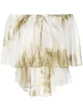 Bambah off-shoulder tie-dye blouse - White