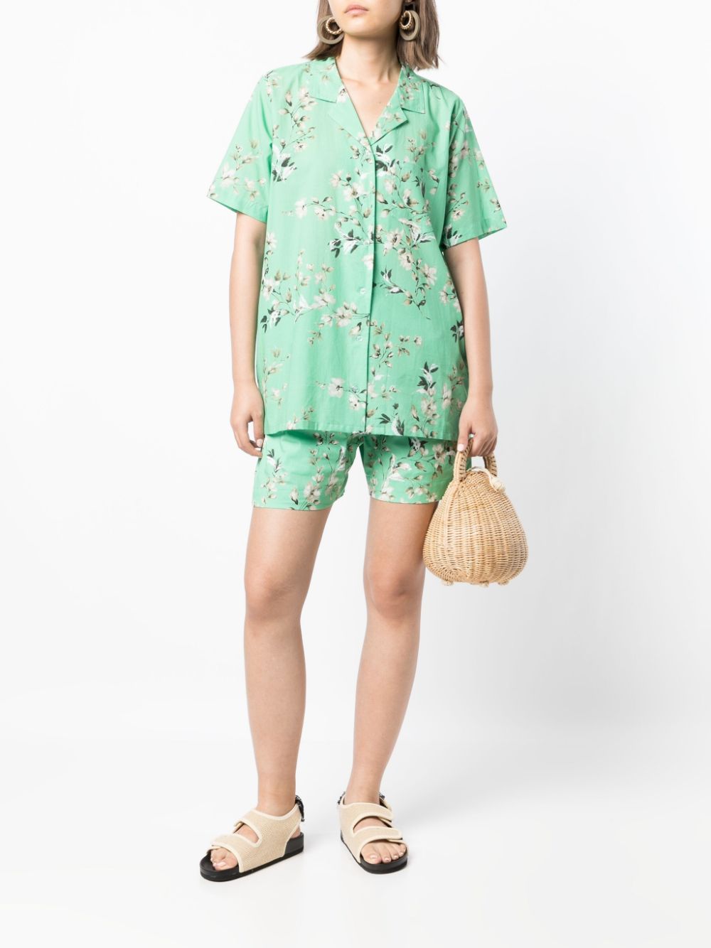 Shop Bambah Josephine Floral Shorts In Green