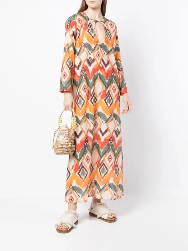 bambah orange dress Bambah Argentina Geometric-print Maxi Dress