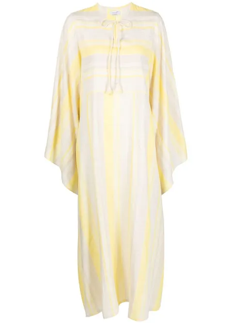 Robe-caftan rayée à fermeture nouée - Bambah - Modalova