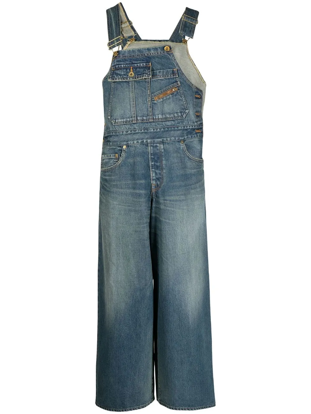 

Kolor wide-leg denim dungarees - Azul