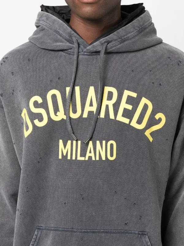 Dsquared2 logo print Pullover Hoodie Farfetch