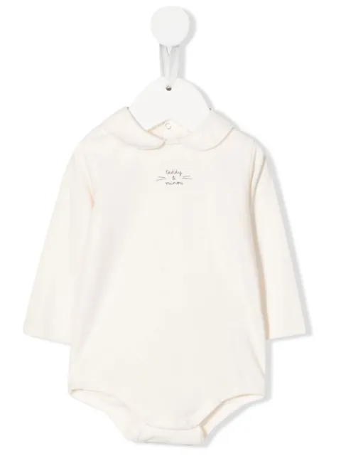 TEDDY & MINOU logo long-sleeve babygrow