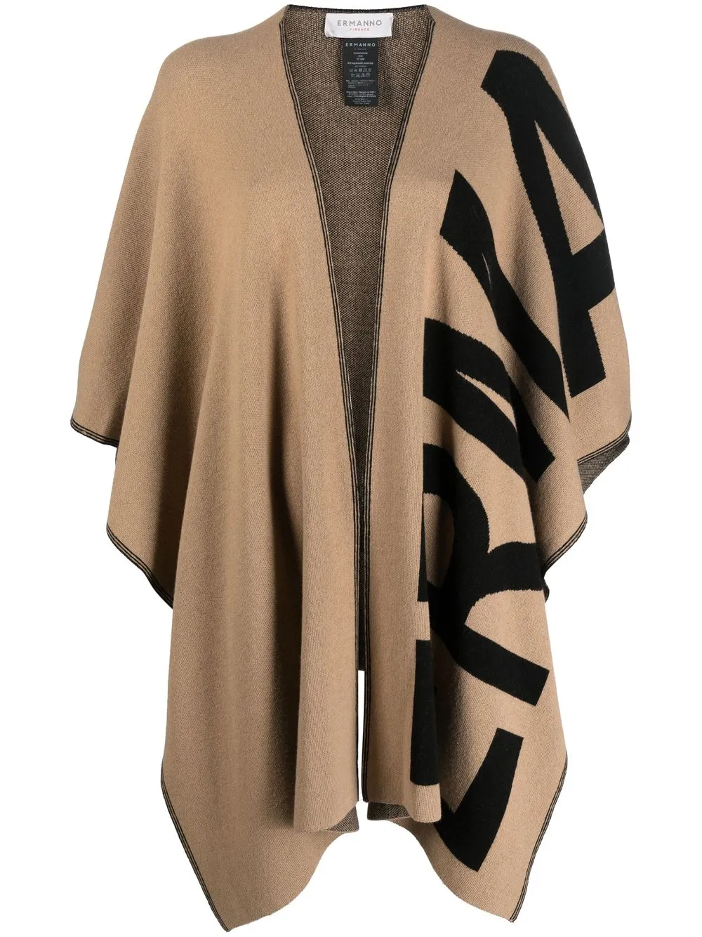 

ERMANNO FIRENZE logo-intarsia shawl - Brown