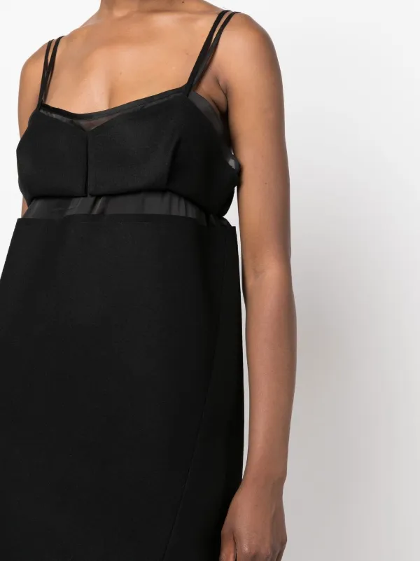 Sacai Asymmetric cut-out Midi Dress | Black | FARFETCH
