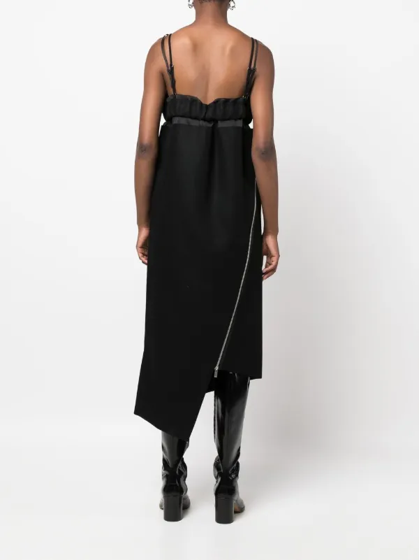【関税込み】sacai FLOUNCE DRESS Sacai Asymmetric cut-out Midi Dress | Black | FARFETCH
