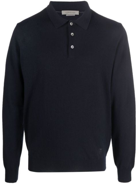 virgin-wool long-sleeve polo shirt