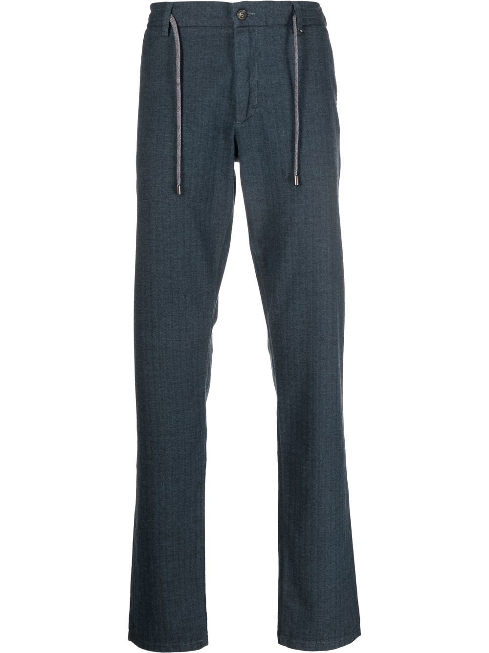 drawstring-waist straight-leg trousers