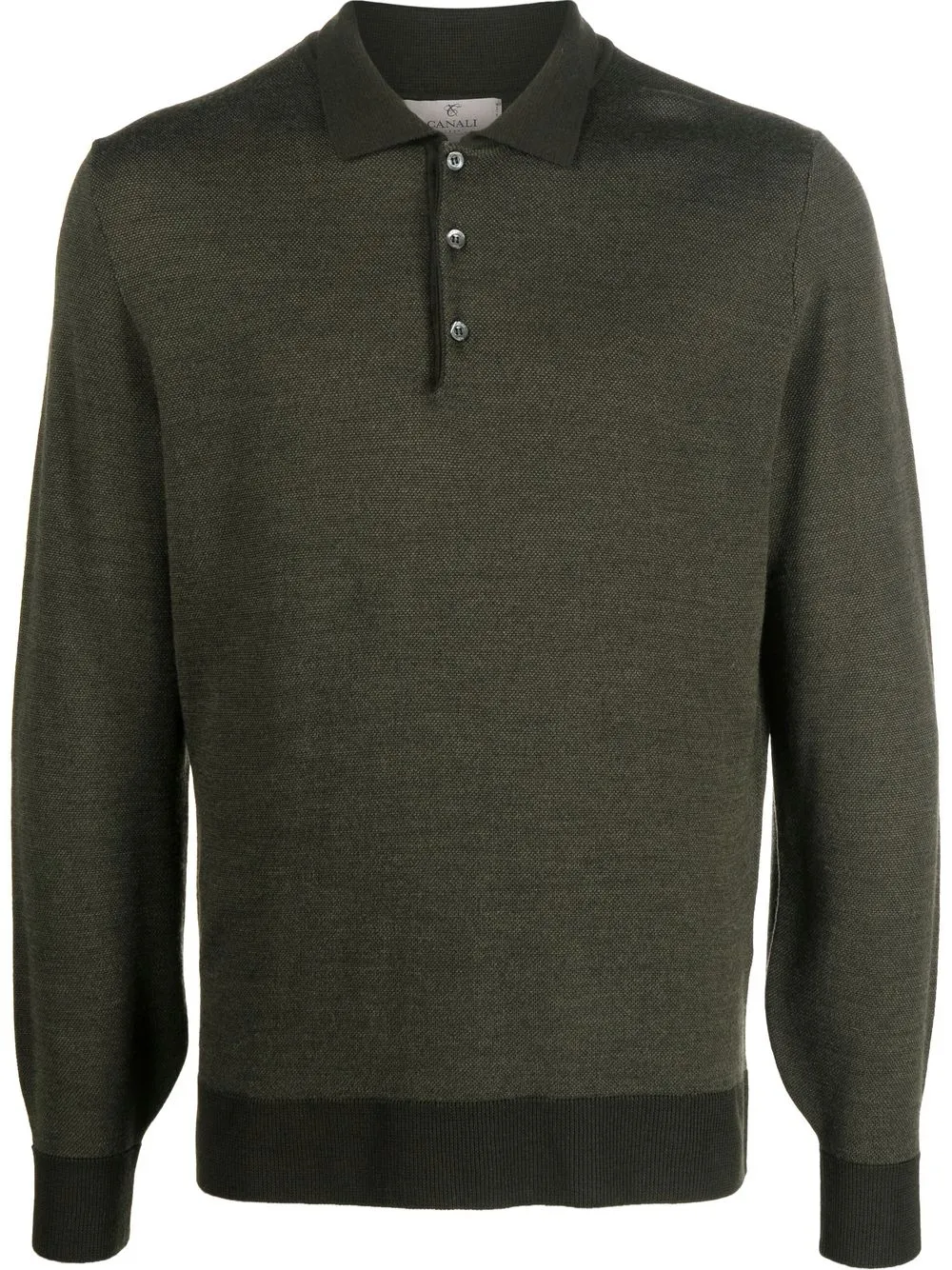 

Canali long-sleeve wool polo shirt - Green