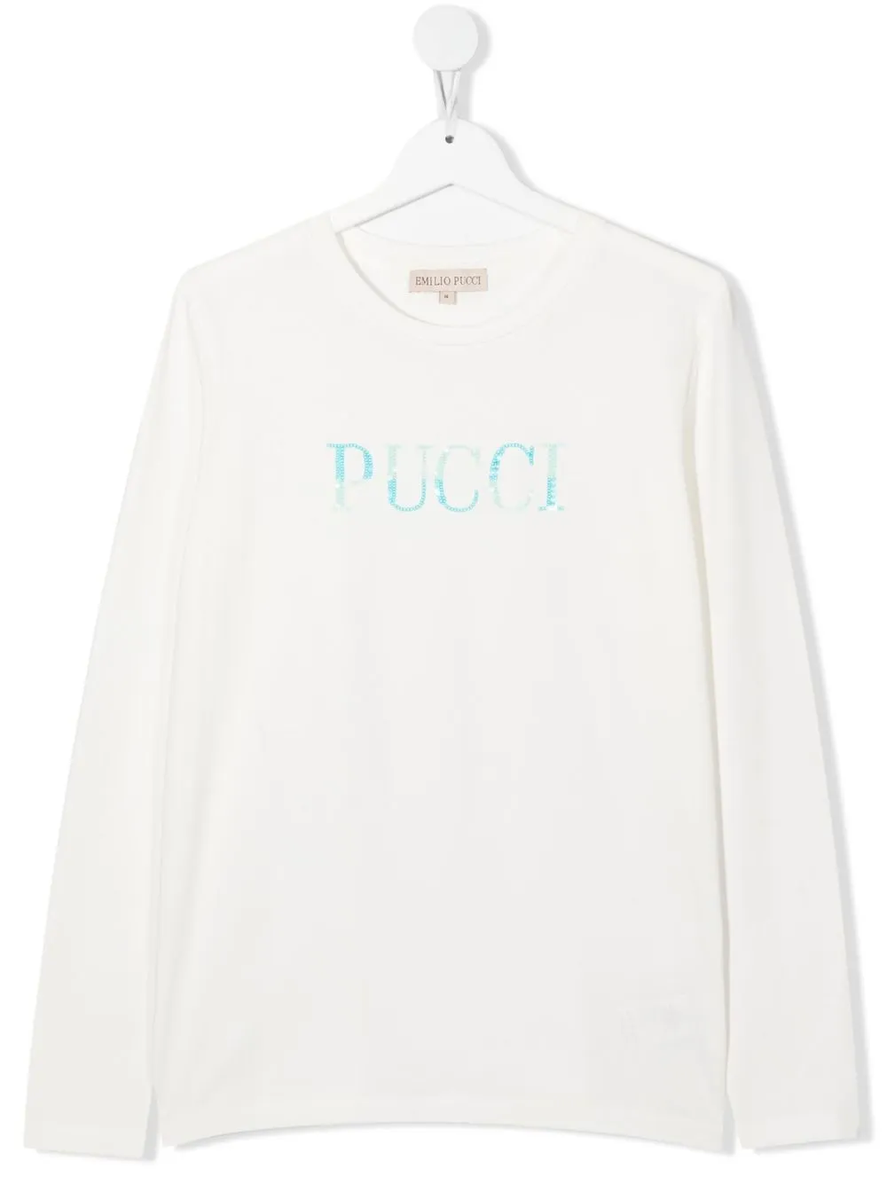 

PUCCI Junior playera con logo de lentejuelas - Blanco