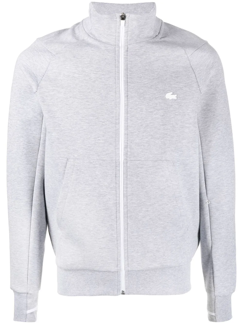 

Lacoste logo-patch zip-up sweater - Grey