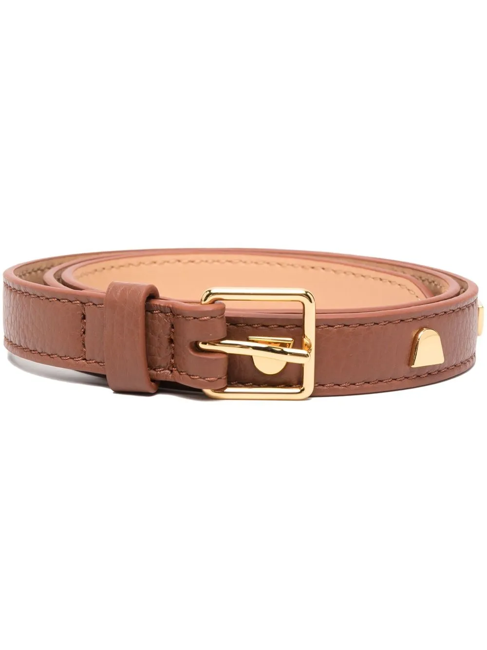 

Coccinelle studded leather skinny belt - Brown