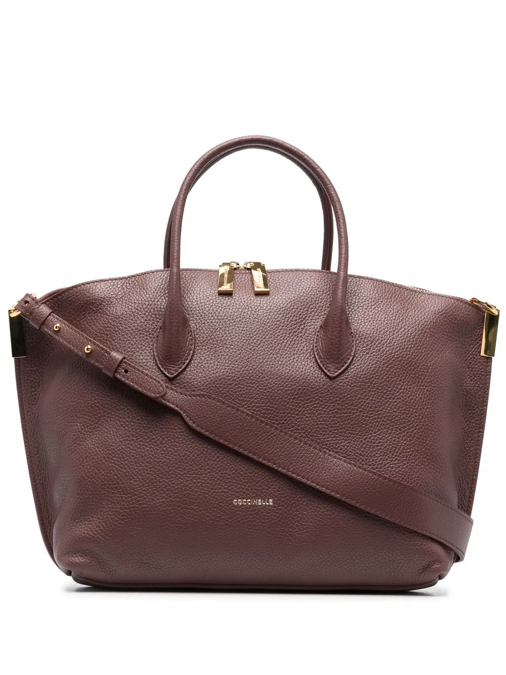 

Coccinelle logo-stamp leather tote bag - Brown