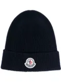 Moncler logo-patch knit beanie - Blue