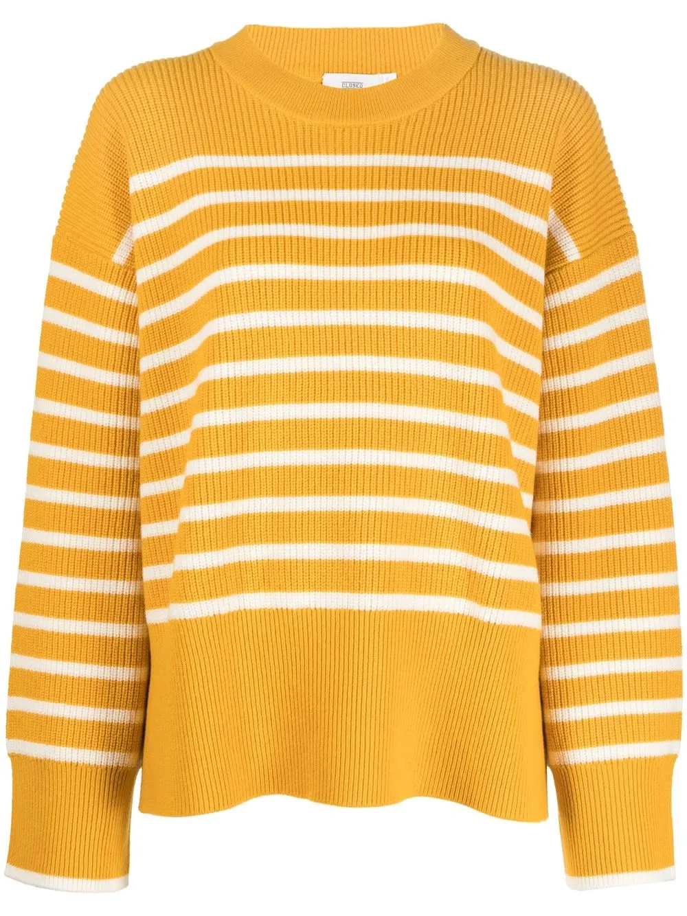 

Closed striped ribbed-knit jumper - Yellow