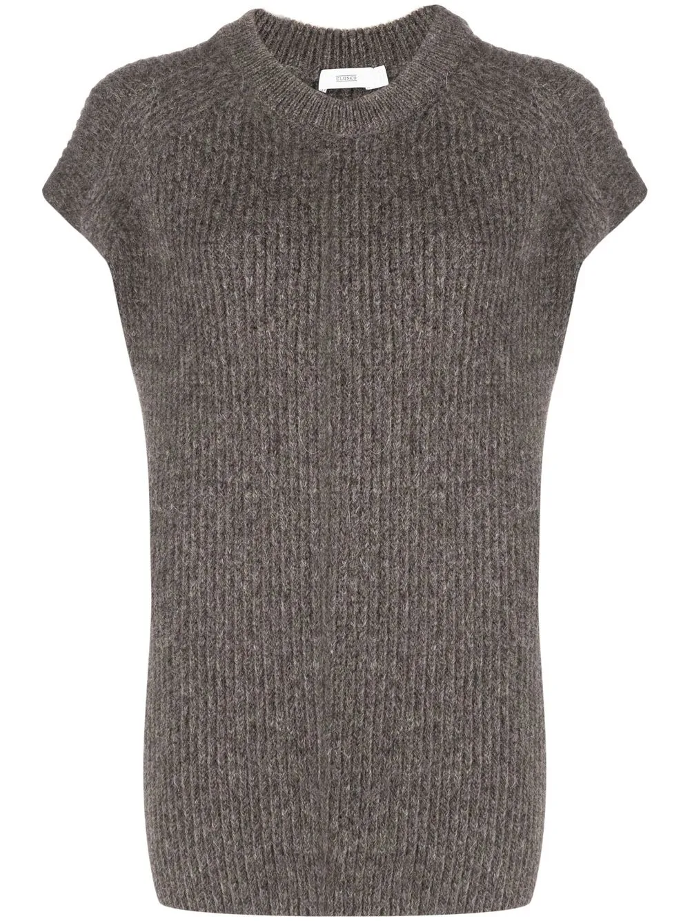 

Closed short-sleeve knitted top - Grey