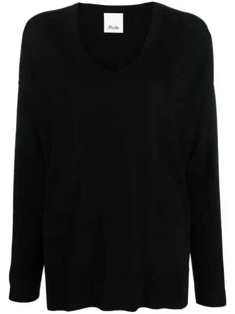Allude suéter de tejido fino con cuello en V