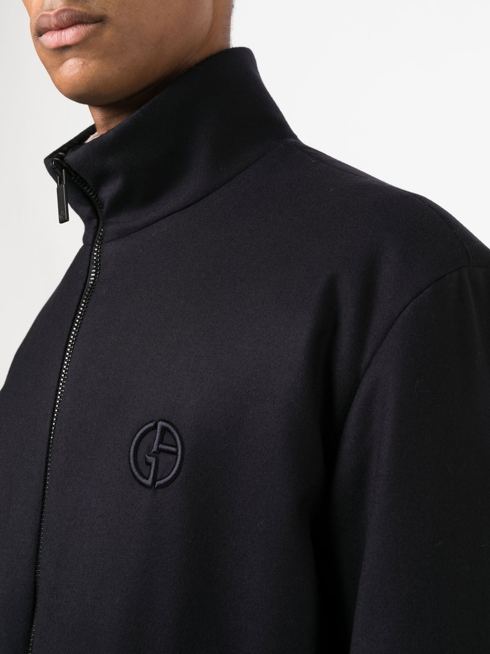 Giorgio Armani embroidered-logo zip-up jacket Men