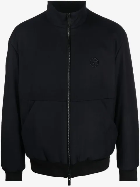Giorgio Armani embroidered-logo zip-up jacket