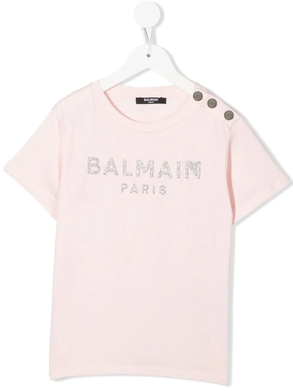 

Balmain Kids playera con logo y glitter - Rosado
