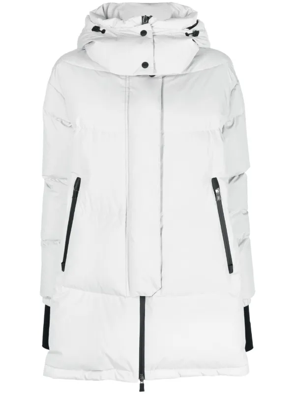 HERNO フーデッドダウンコート　ダウンジャケット　ホワイト　ファー　42 Herno フーデッド ダウンコート | グレー | FARFETCH JP
