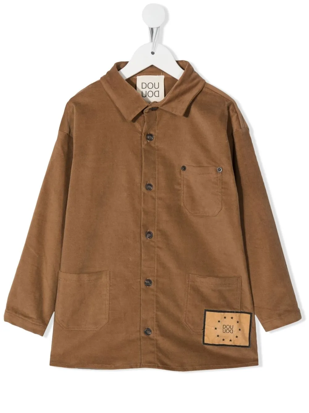 

Douuod Kids logo-patch shirt - Brown