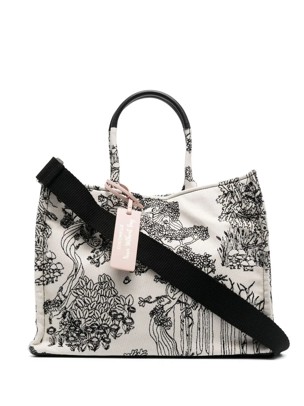 

Coccinelle tote con logo en jacquard - Blanco