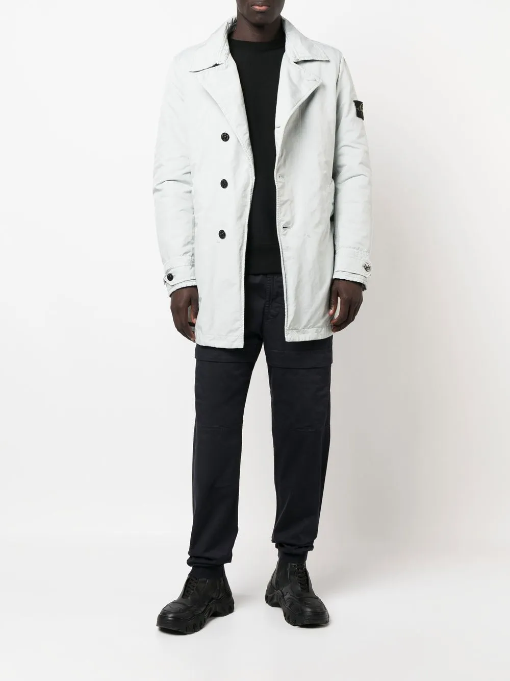 Stone Island Jas met knoopsluiting - Blauw