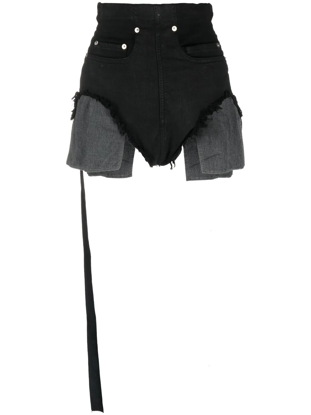 Rick Owens Dirt Asymmetric Denim Shorts In Black