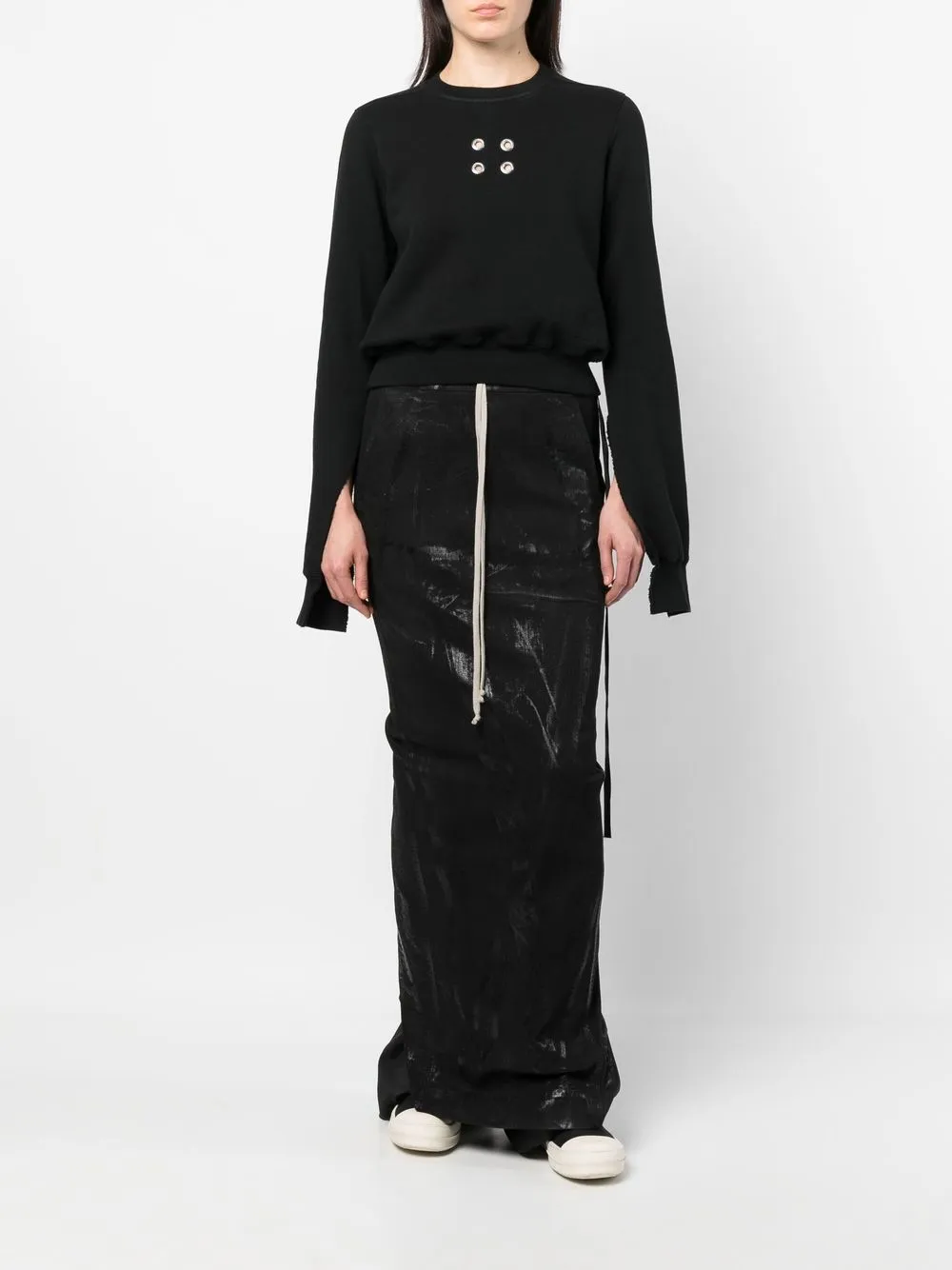 Rick Owens Maxi-rok met trekkoord - Zwart